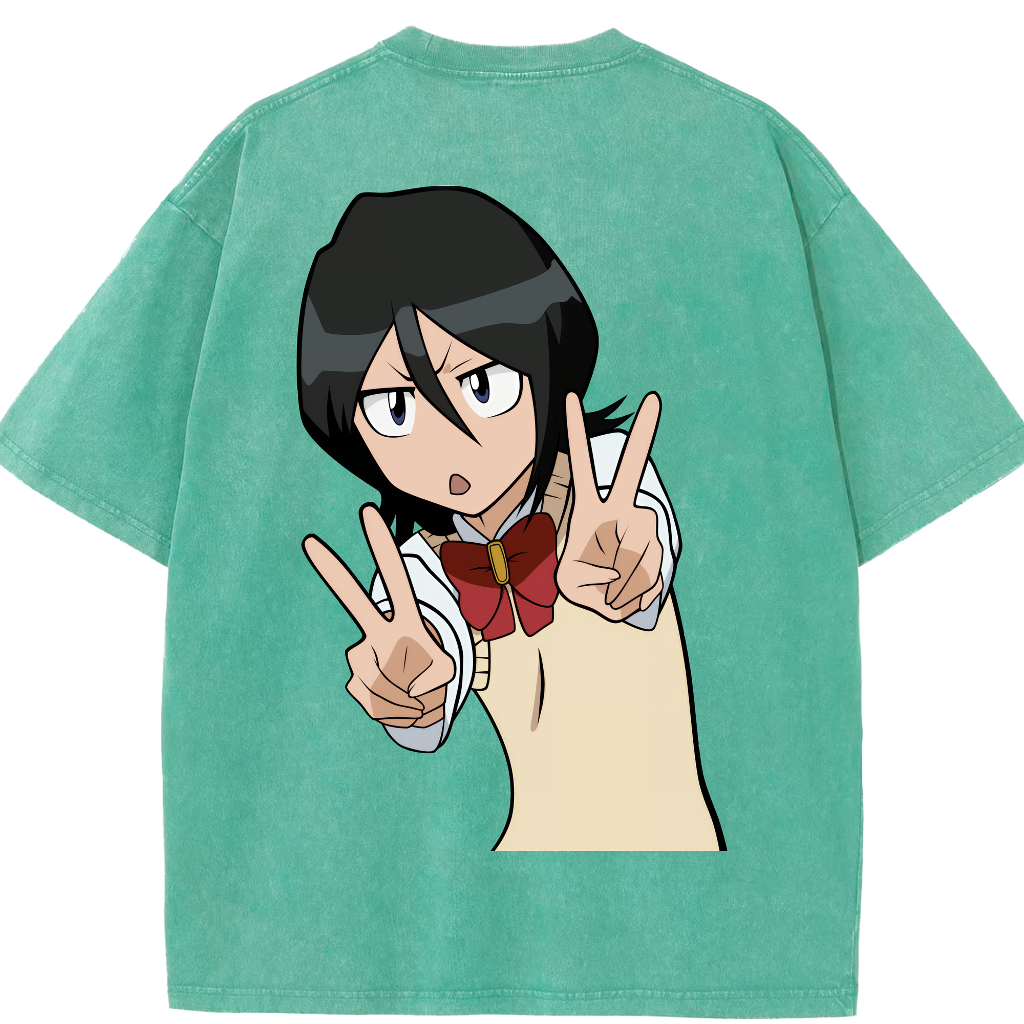 （画像用） ブリーチ 朽木ルキア BLEACH Kuchiki Rukia 綿100% ヴィンテージ風 半袖Tシャツ（背面プリント）